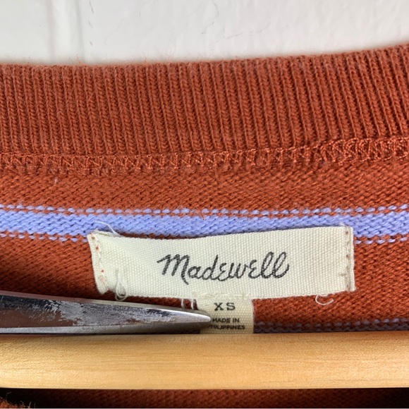 Madewell Striped Sweater Pullover Orange Women’s Extra Small - Picture 3 of 3